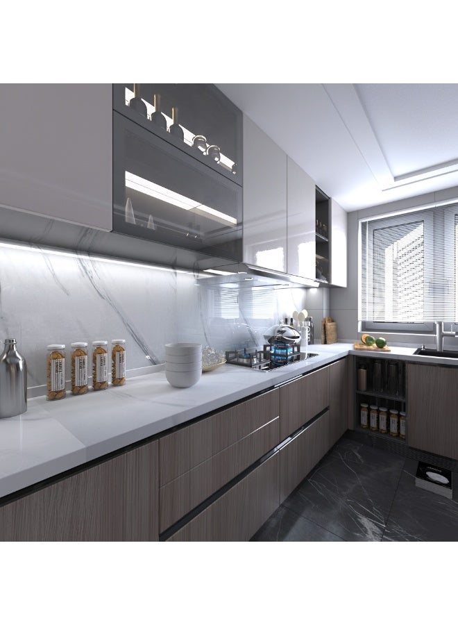 ورق جدران رخامي أبيض ذاتي اللصق – جاز وايت 40×500 سم، مقاوم للماء والزيت للمطبخ والطاولات والجدران - Image 2